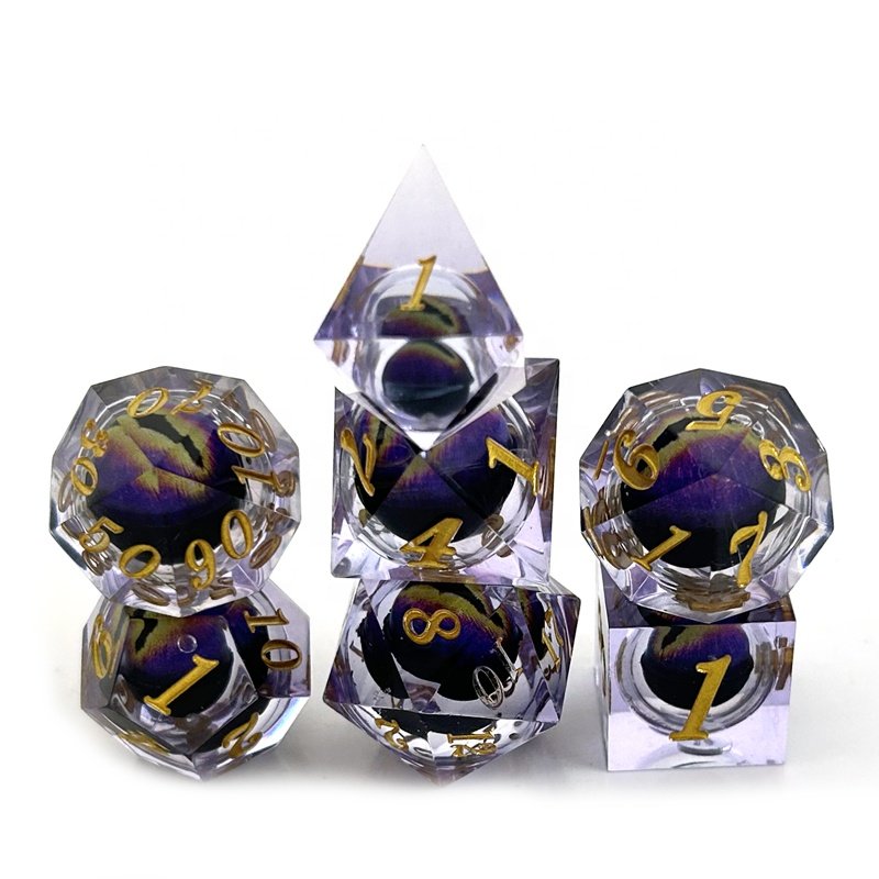 Moving Eye Fluid Core Dice Set Polygonal Sharp Resin Dice DND Dragons & Dungeons Board Game Cosplay Dice
