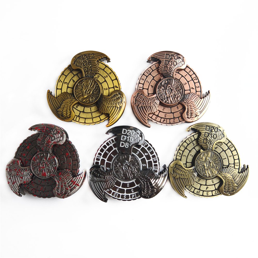 DND Metal Roulette Dice 7-in-1 Rotating Multi-sided Fidget Spinner Dice for Dungeons & Dragons Role-playing Game