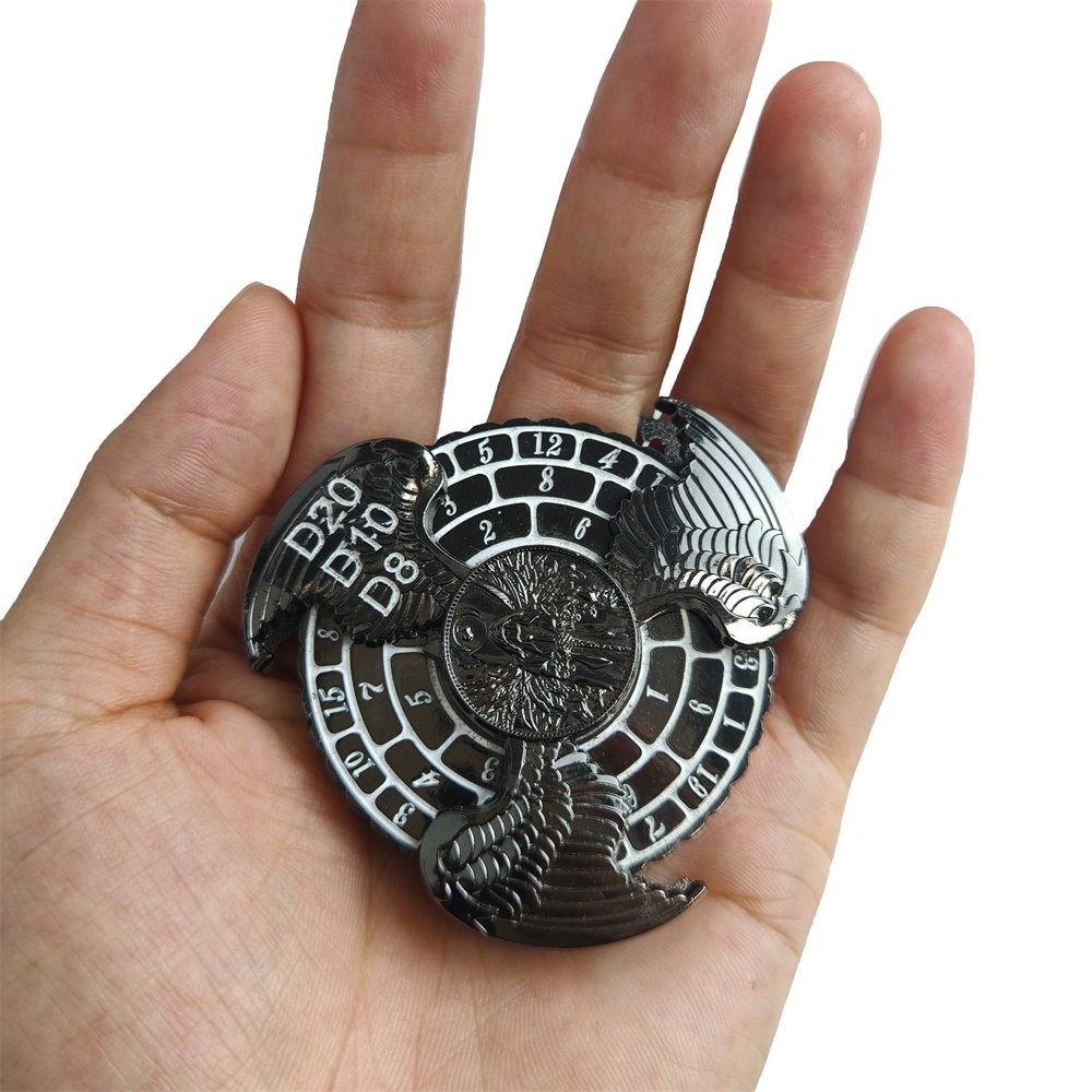 DND Metal Roulette Dice 7-in-1 Rotating Multi-sided Fidget Spinner Dice for Dungeons & Dragons Role-playing Game
