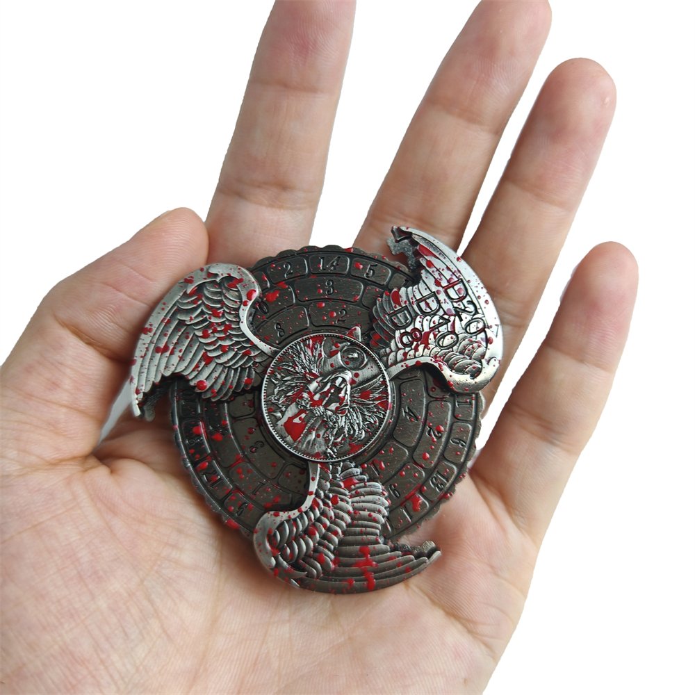 DND Metal Roulette Dice 7-in-1 Rotating Multi-sided Fidget Spinner Dice for Dungeons & Dragons Role-playing Game