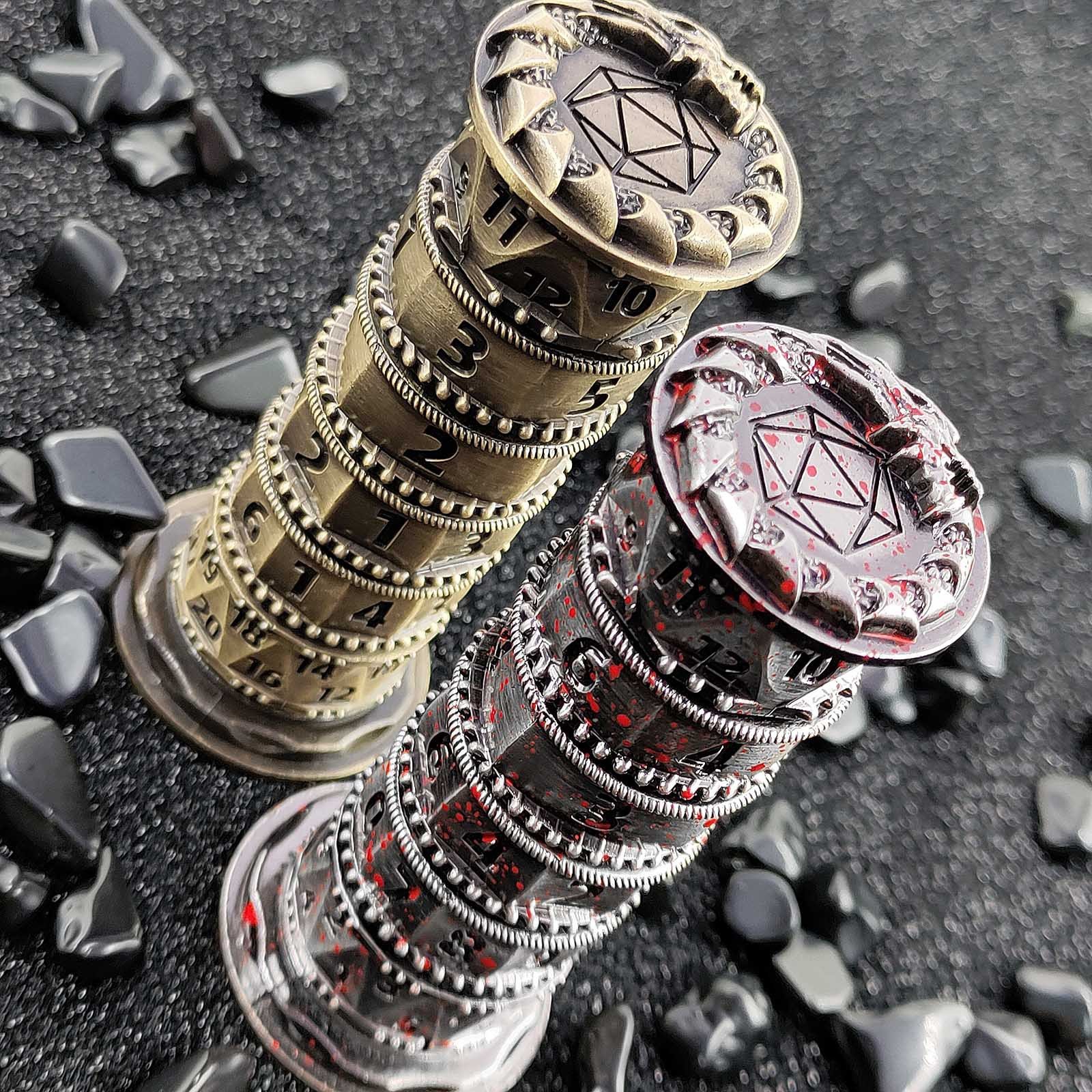 MINI PLANET 7-in-1 Metal Dice Tower Rotating Polyhedral DND Dice For RPG Role Playing DND Board Game Dragons&Dungeons Metal Dice