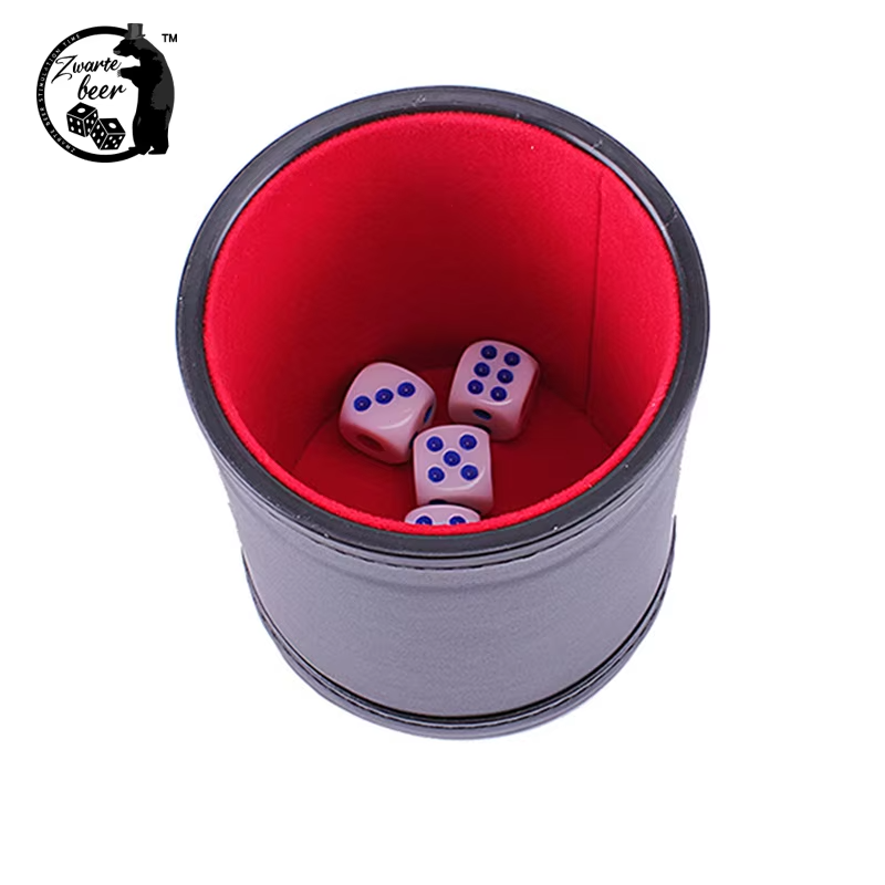 PU Leather Dice Box Game Quiet Flannel Dice Cup Color Transparent Dice