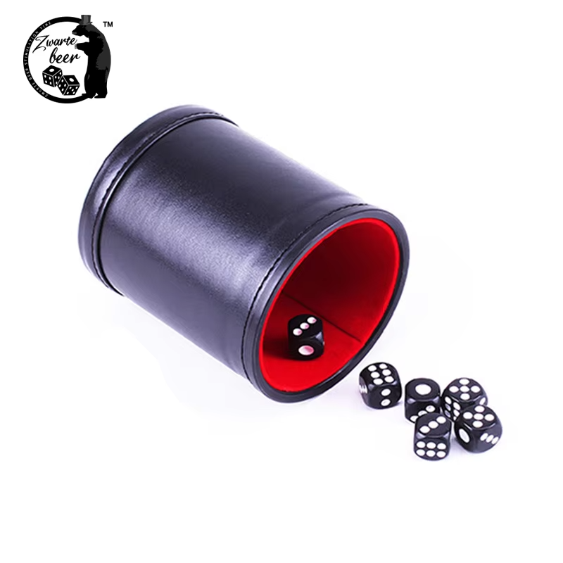 PU Leather Dice Box Game Quiet Flannel Dice Cup Color Transparent Dice