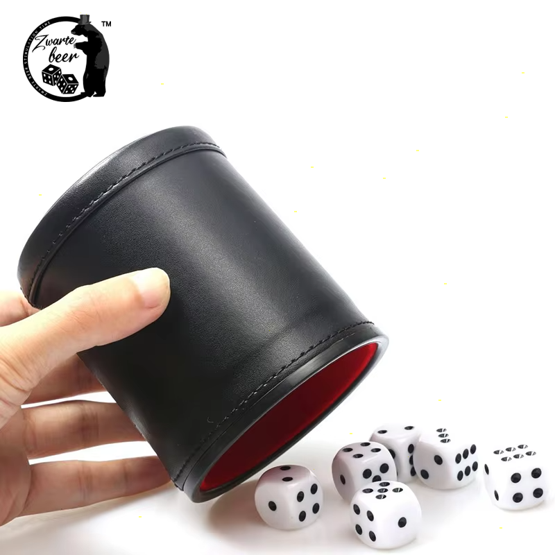 PU Leather Dice Box Game Quiet Flannel Dice Cup Color Transparent Dice