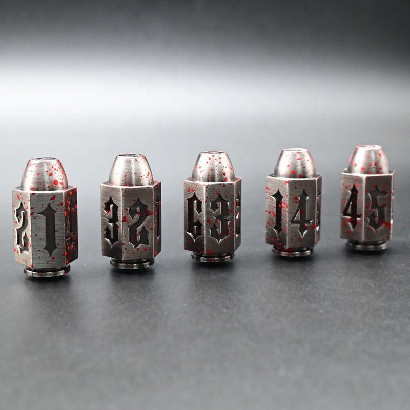 Bullet d6 game custom logo zinc alloy metal polyhedral dnd dice set bullet gold black 2 color 6 sided