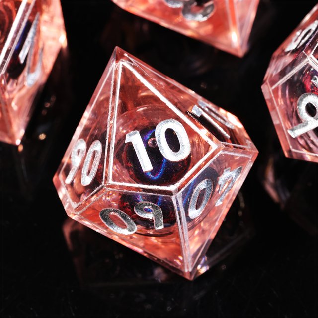 MINI PLANET Fire Blue Dragon Eye Liquid Core Resin Dice Dragon and Dungeon Dice DND Polyhedral Sharp Edge Board Game RPG Dice