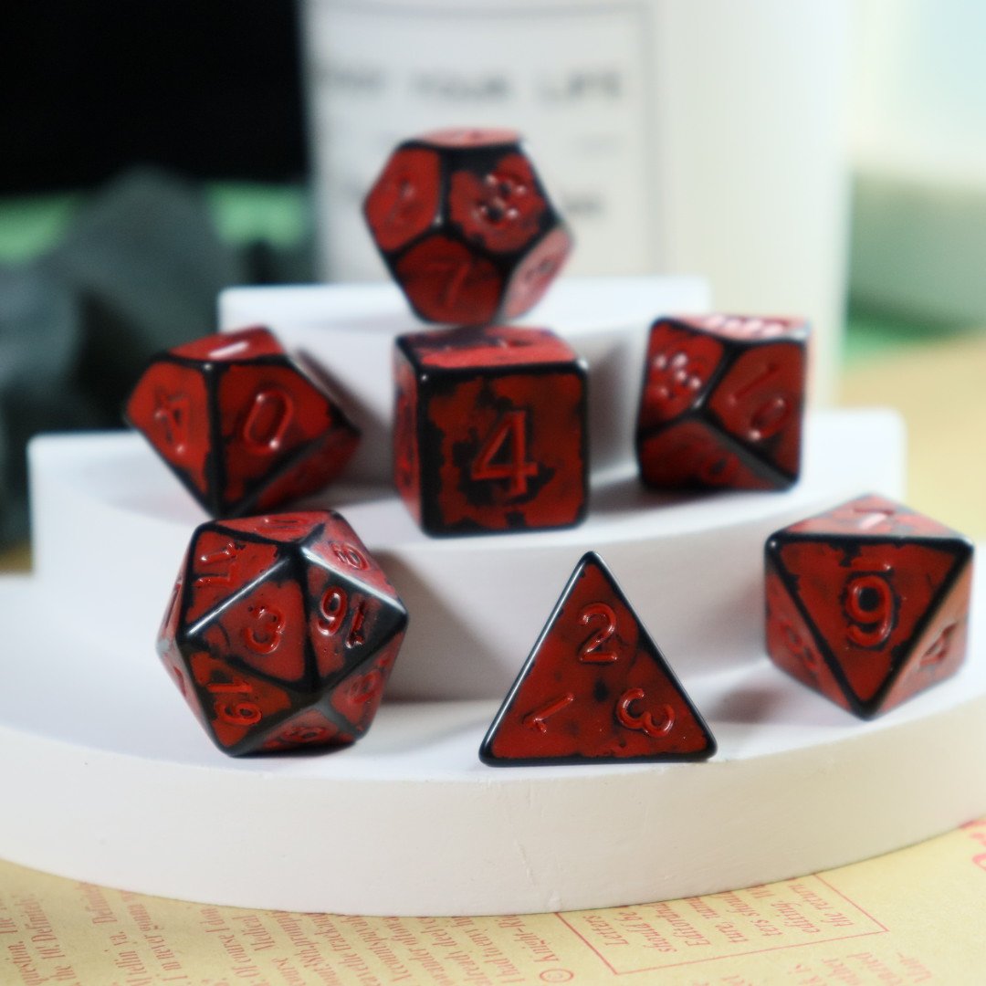 Custom engraved antique dice RPG dice for role-playing board games 16mm metal Retro patterns dice set