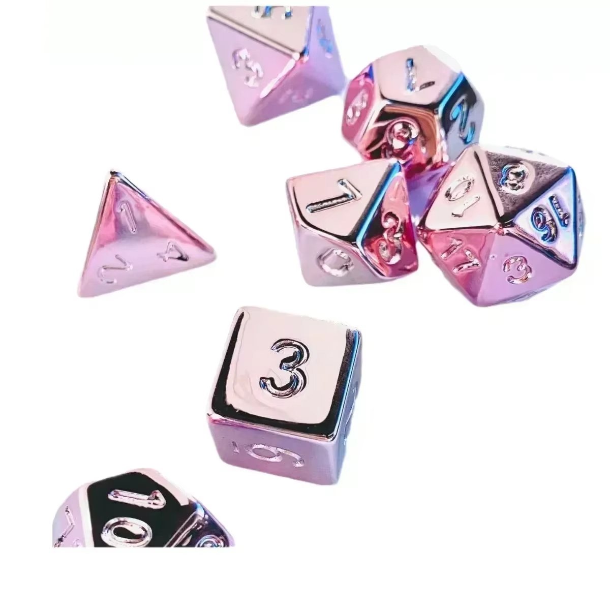 7Pcs Dnd D&D Dungeons And Dragons Dice Set Professional Customization Metal Texture Acrylic Rpg 16Mm Plating Dice Set