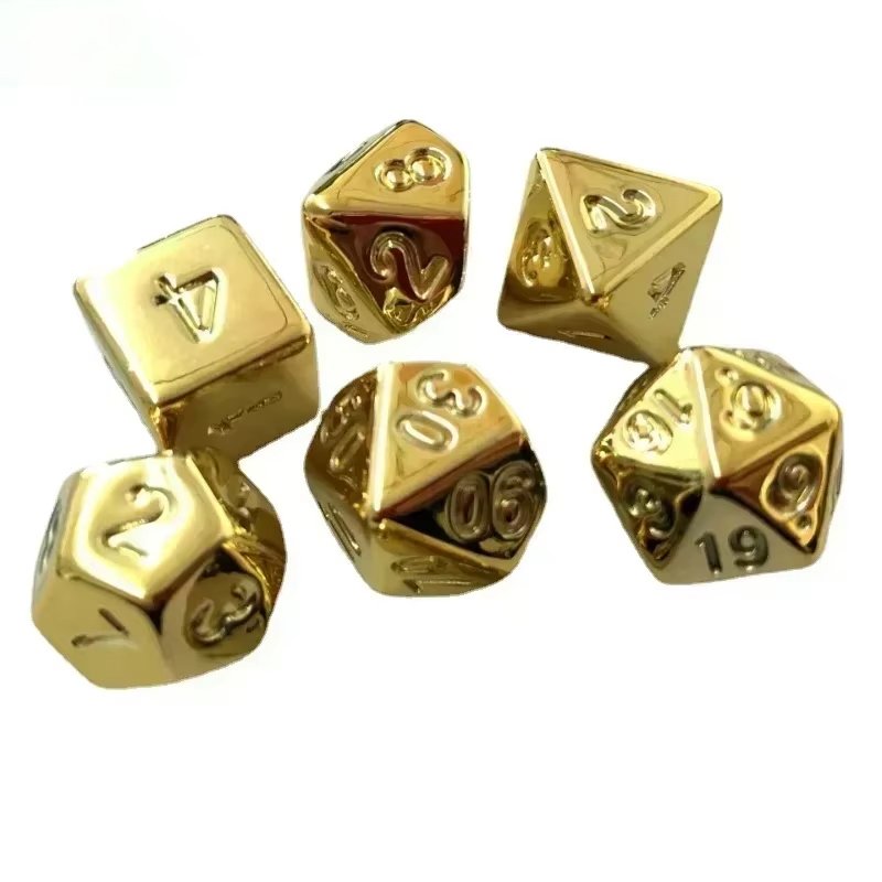 7Pcs Dnd D&D Dungeons And Dragons Dice Set Professional Customization Metal Texture Acrylic Rpg 16Mm Plating Dice Set