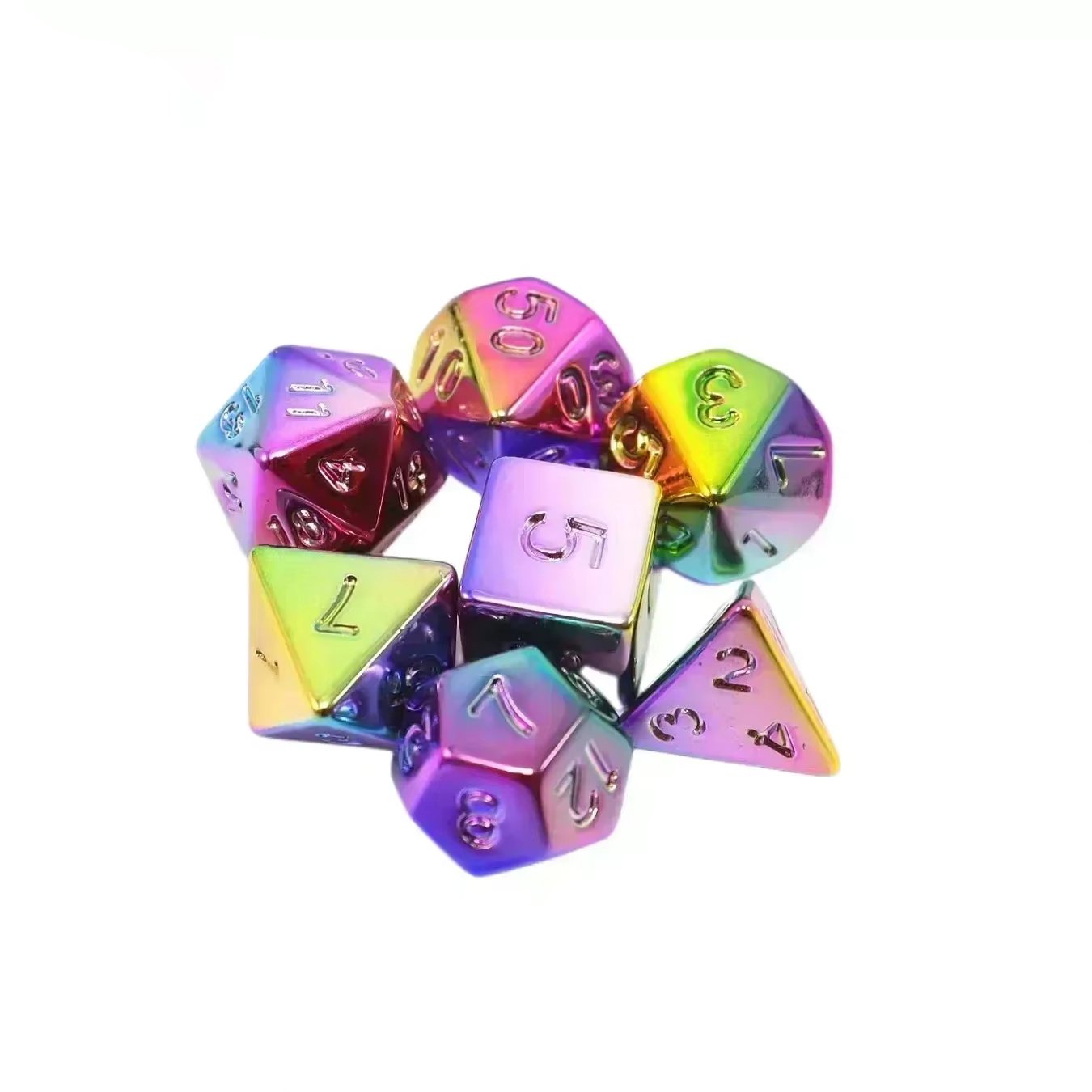 7Pcs Dnd D&D Dungeons And Dragons Dice Set Professional Customization Metal Texture Acrylic Rpg 16Mm Plating Dice Set