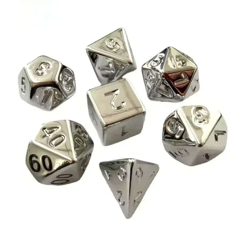 7Pcs Dnd D&D Dungeons And Dragons Dice Set Professional Customization Metal Texture Acrylic Rpg 16Mm Plating Dice Set