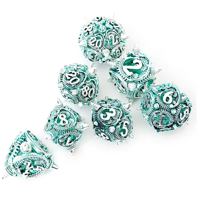 Mini Planet Wholesale RPG Board Games Handmade polyhedral Copper Metal dice set 7pcs Dice Set Custom Logo for DND MTG Players