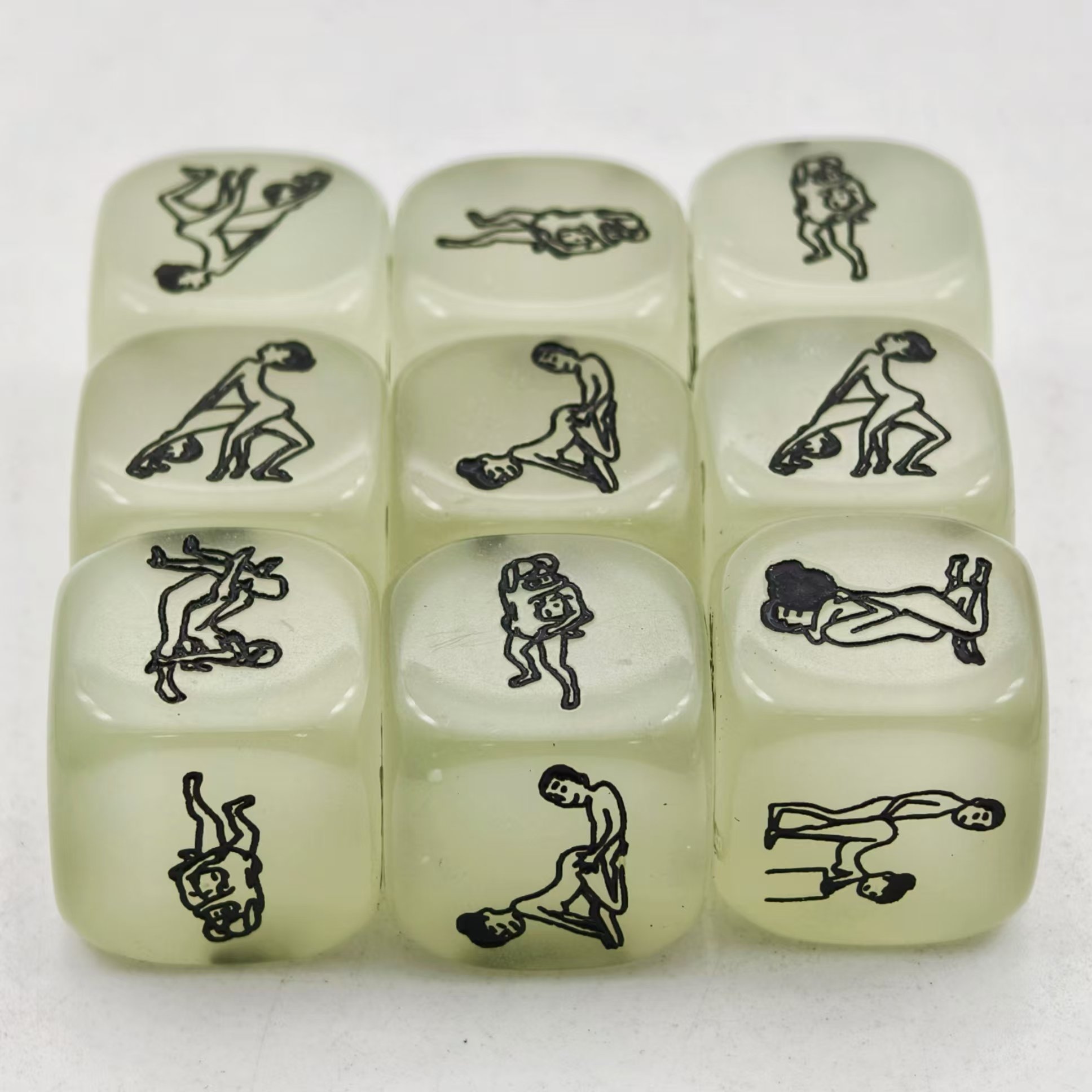 wholesale custom adult games couples date sexy luminous shinny dices d6 16mm polyhedral precision mini resin acrylic dice set