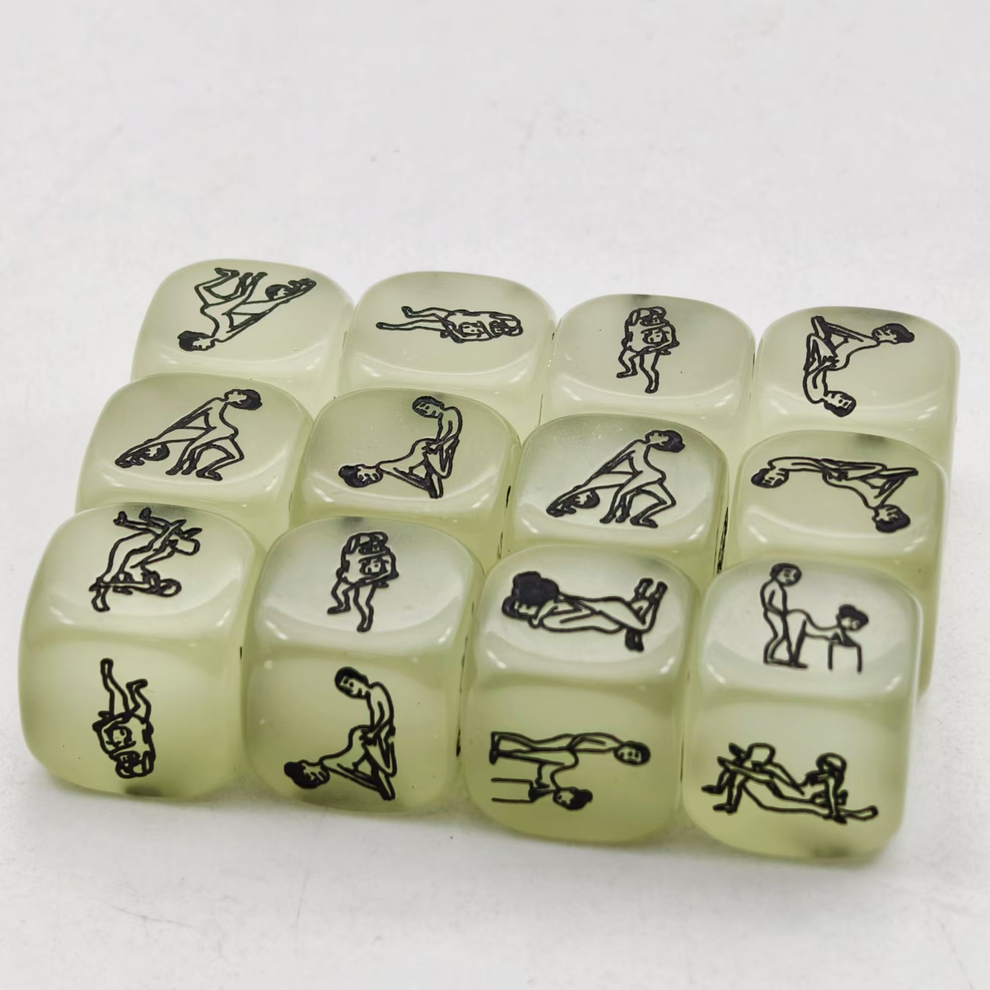 wholesale custom adult games couples date sexy luminous shinny dices d6 16mm polyhedral precision mini resin acrylic dice set