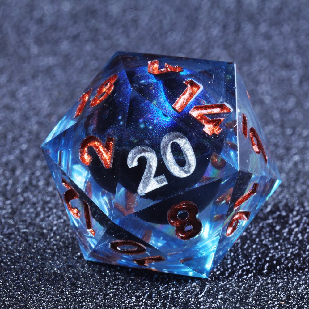MINI PLANET DND Dice Set Blue Dragon Eye Liquid Core Dice RPG Dungeons&Dragons Wholesale Custom Handmade Polyhedral Resin Dice