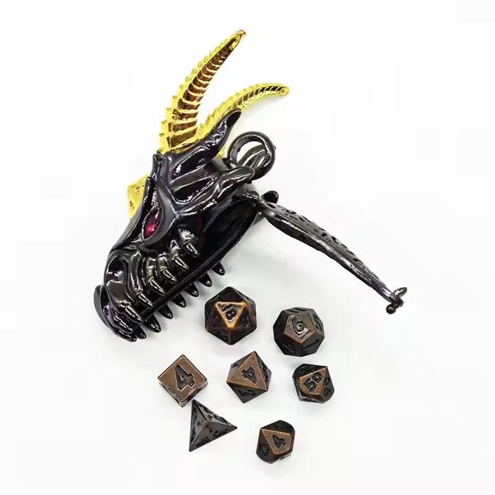 Unique Dragon D20 Storage Pendant Mini Polyhedral Dice Set Fashion Metal DND Dice Box for Dungeons and Dragons