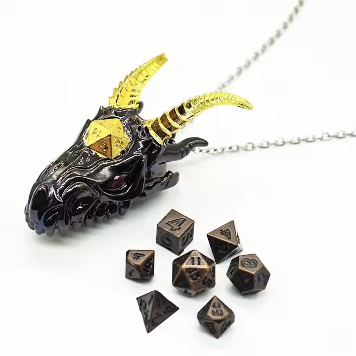 Unique Dragon D20 Storage Pendant Mini Polyhedral Dice Set Fashion Metal DND Dice Box for Dungeons and Dragons