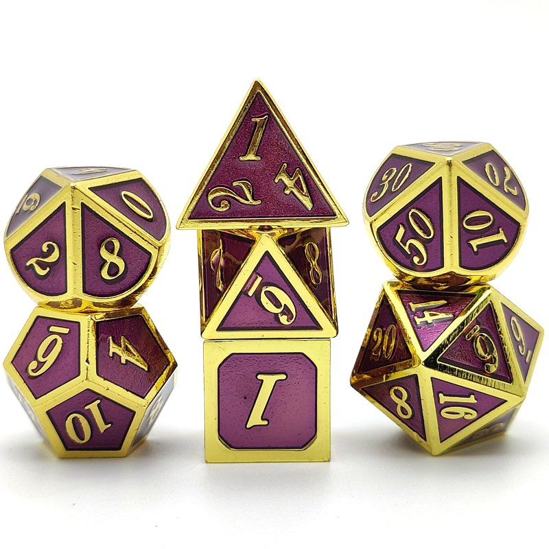 Custom Metal Dice 7 Piece set Dice for DND Game Polyhedral