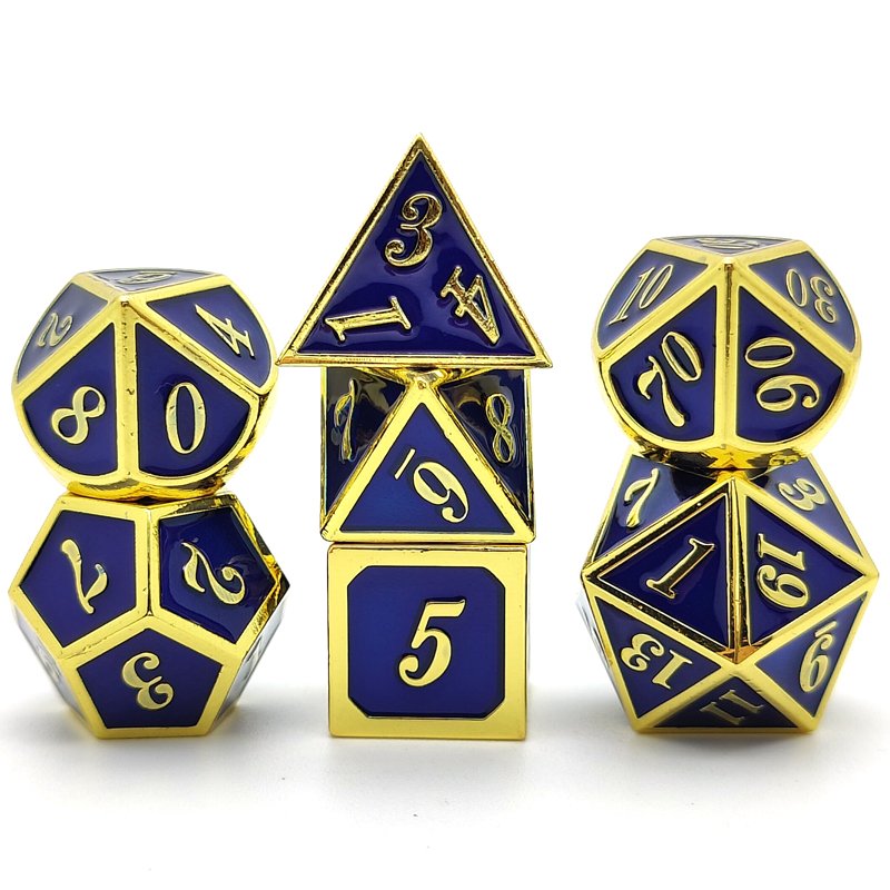 Custom Metal Dice 7 Piece set Dice for DND Game Polyhedral