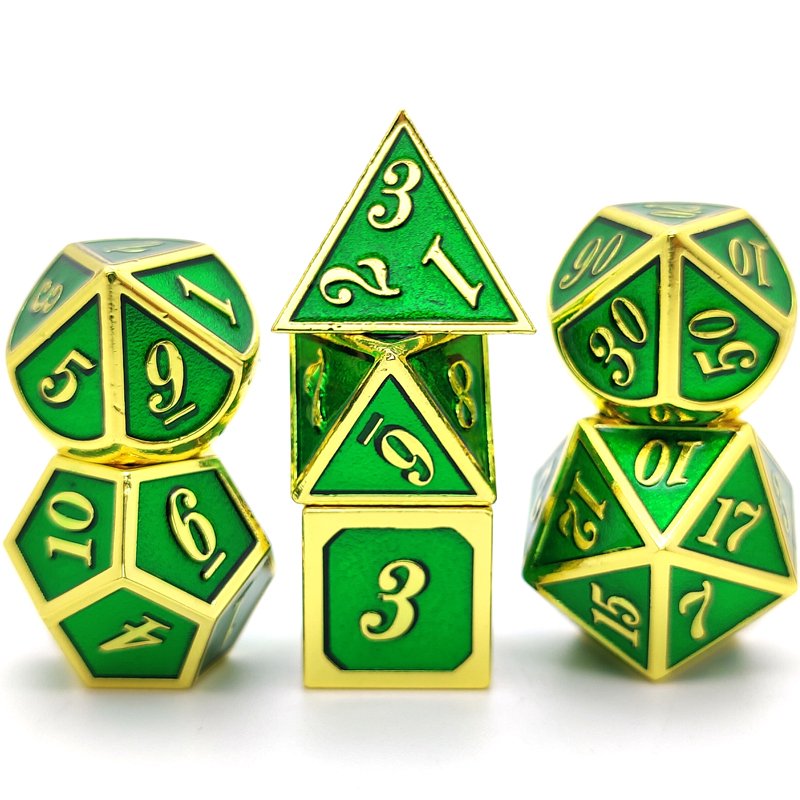 Custom Metal Dice 7 Piece set Dice for DND Game Polyhedral