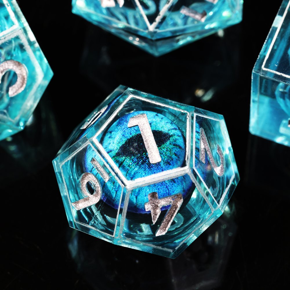 MINI PLANET DND Dice Set Blue Dragon Eye Liquid Core Dice RPG Dungeons&Dragons Wholesale Custom Handmade Polyhedral Resin Dice