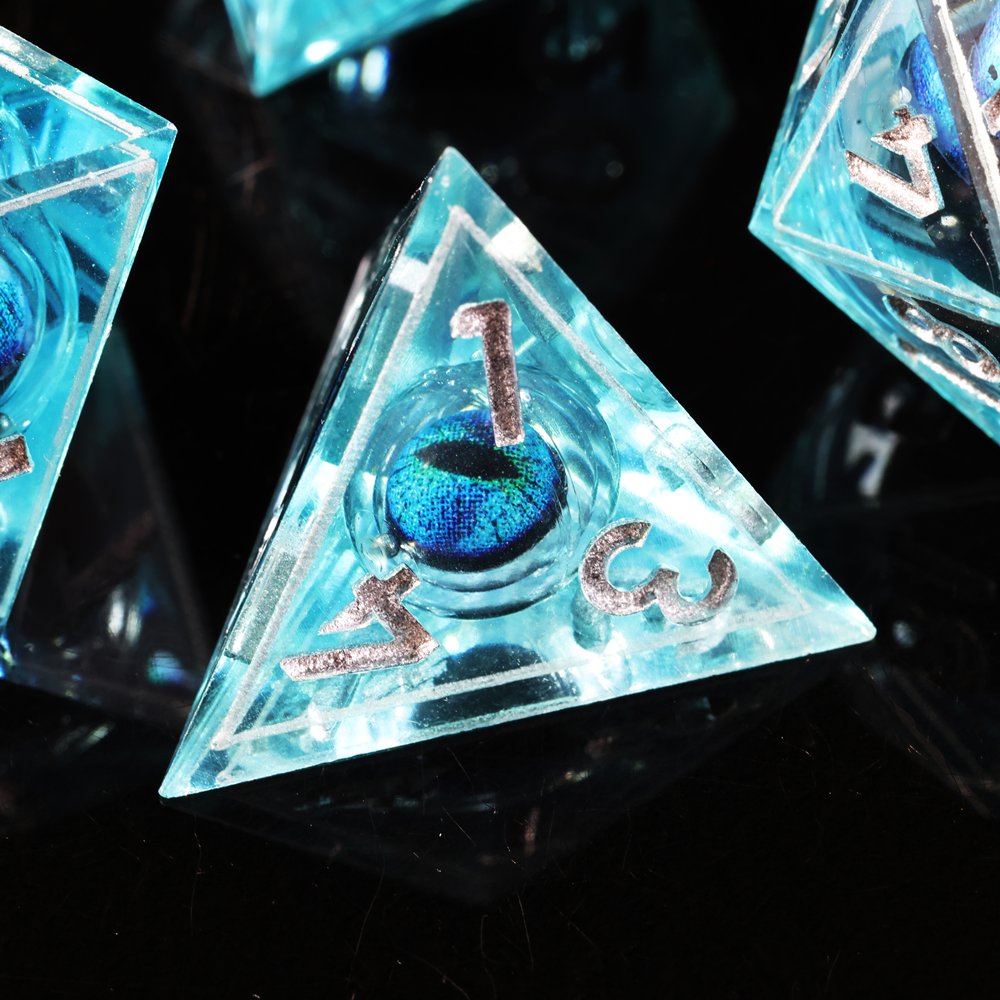 MINI PLANET DND Dice Set Blue Dragon Eye Liquid Core Dice RPG Dungeons&Dragons Wholesale Custom Handmade Polyhedral Resin Dice