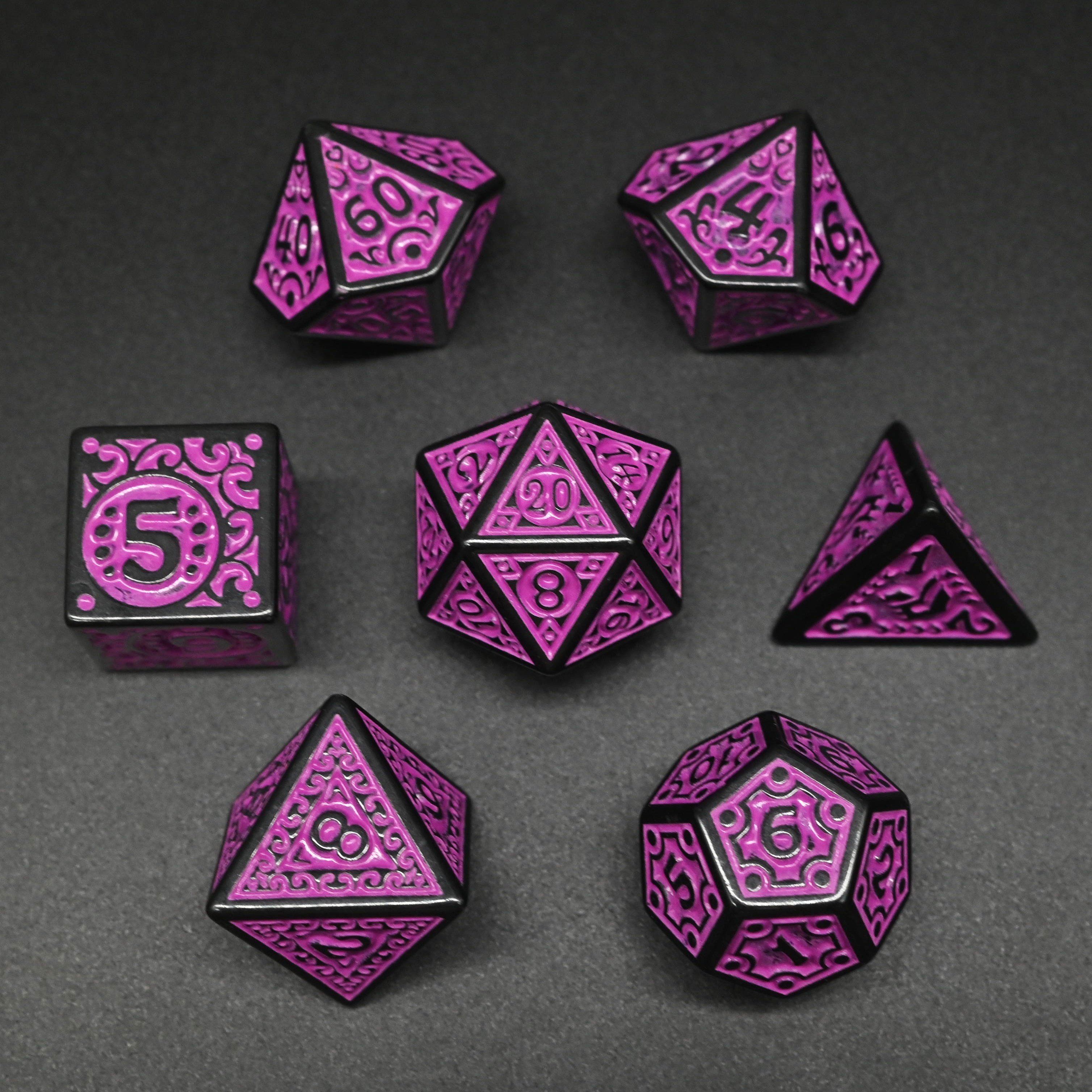 Retro Hollow Pattern Polyhedral DND Dice Vivid Colorful RPG Acrylic Dice Set for Role Playing Game