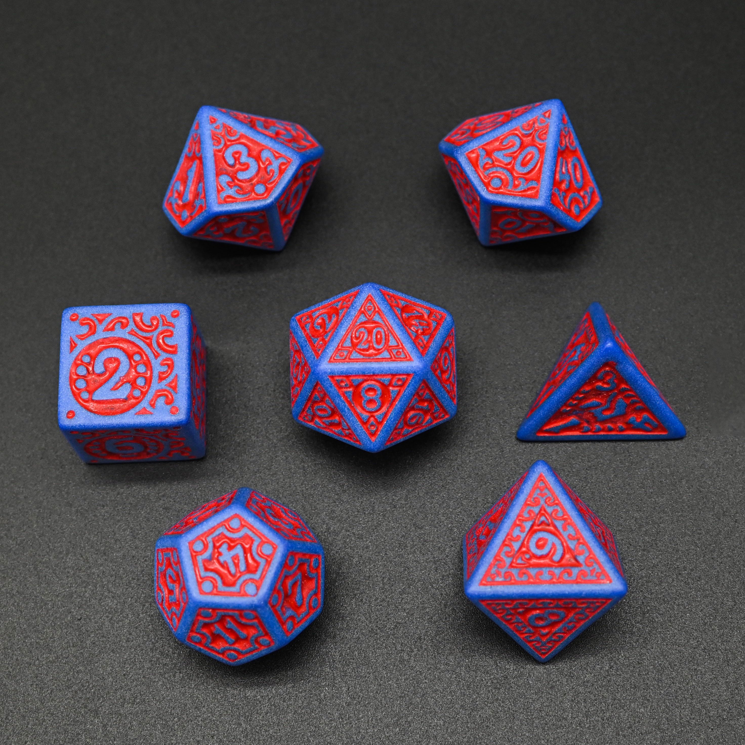 Retro Hollow Pattern Polyhedral DND Dice Vivid Colorful RPG Acrylic Dice Set for Role Playing Game