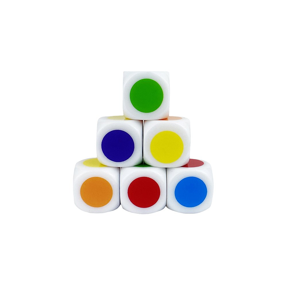 16mm D6 Acrylic Dice Game Dice Rounded Corners White Dice Color Dots Board Game