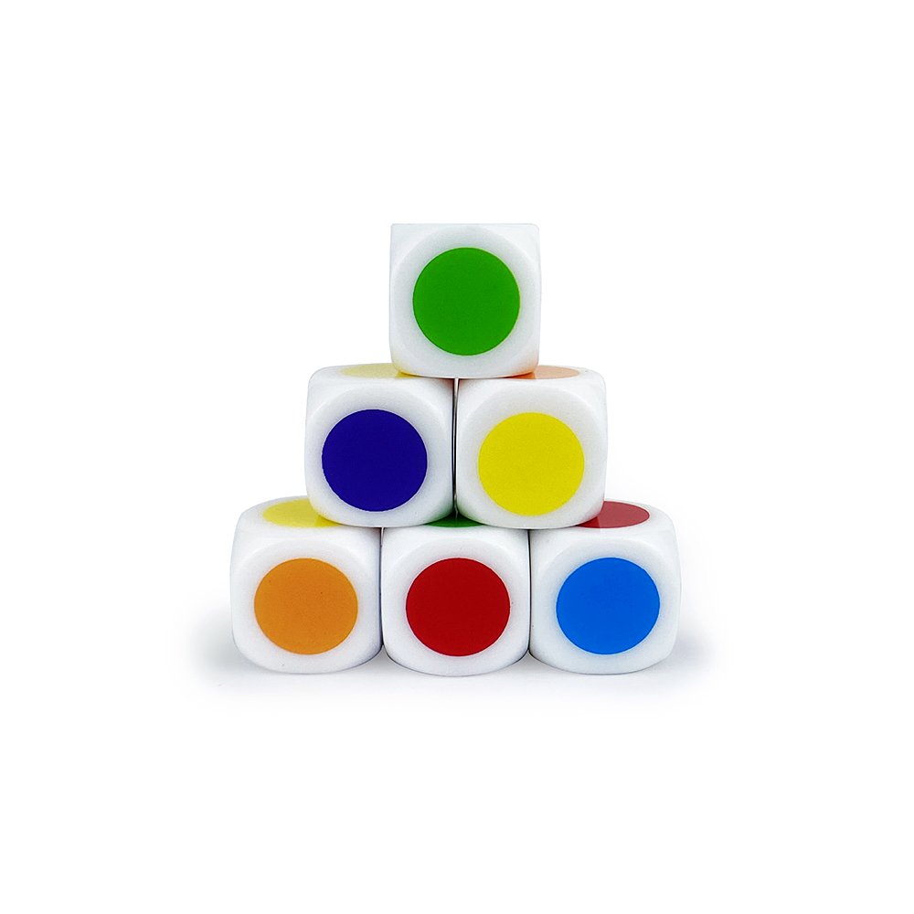 16mm D6 Acrylic Dice Game Dice Rounded Corners White Dice Color Dots Board Game