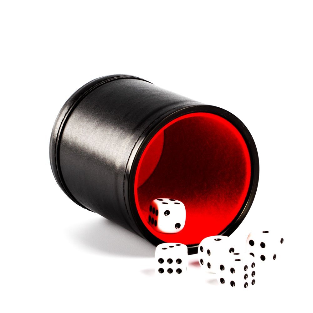 High-End Factory Wholesale Leather Dice Cup Set with 5 black dot dice