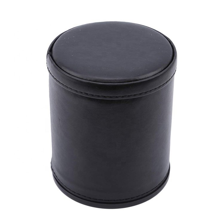 High-End Factory Wholesale Leather Dice Cup Set with 5 black dot dice