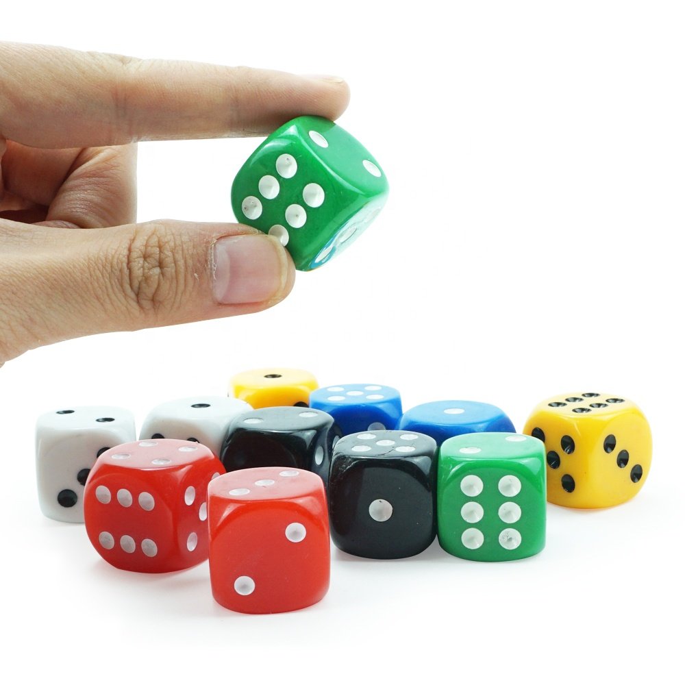 Wholesale 22mm Different Colors Acrylic dice D6 Side 10g Custom Plastic Round Corner dice For Casnio Table Game