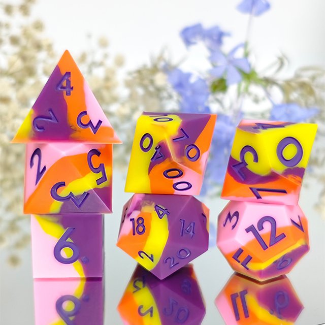 Factory Custom Silicone Mix Color Dice and Blend Color Silicone Dice Colorful Polyhedral Dice for Board Game or Tabletop Games