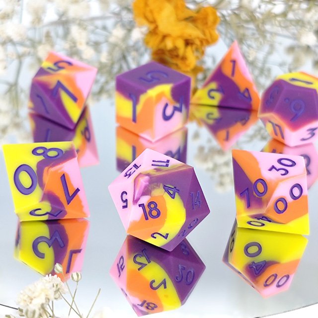 Factory Custom Silicone Mix Color Dice and Blend Color Silicone Dice Colorful Polyhedral Dice for Board Game or Tabletop Games