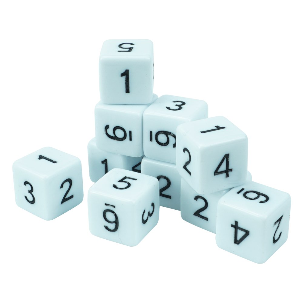 Dice Factory Wholesale 16mm White Acrylic Dice Black Engraved Large Numbers Game Accessories Dice for casino gambling game