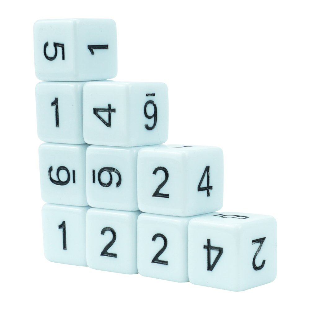 Dice Factory Wholesale 16mm White Acrylic Dice Black Engraved Large Numbers Game Accessories Dice for casino gambling game