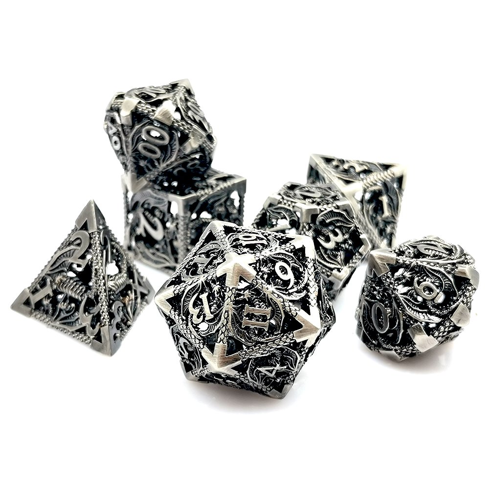 Hot Sale Flying Dragon Hollow Metal Dnd Dice Rpg Board 20mm Dice Or Card Games High Quality Dice Set