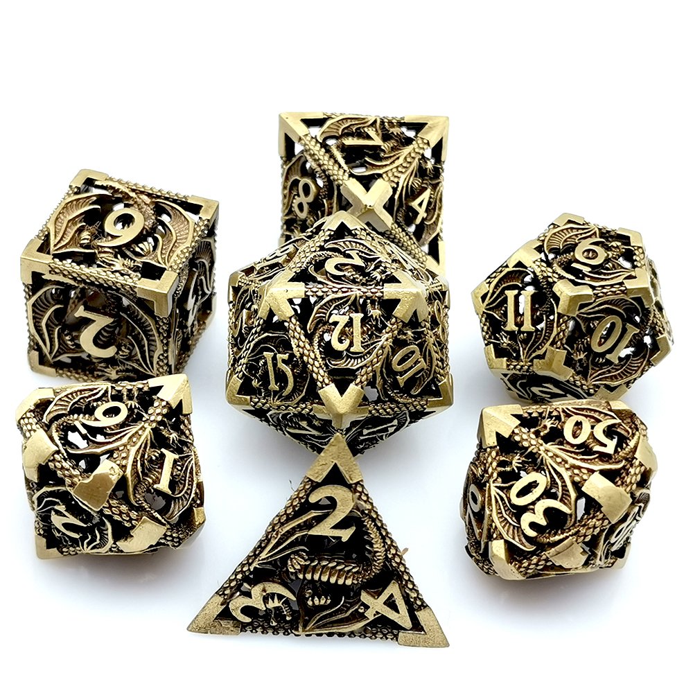 Hot Sale Flying Dragon Hollow Metal Dnd Dice Rpg Board 20mm Dice Or Card Games High Quality Dice Set