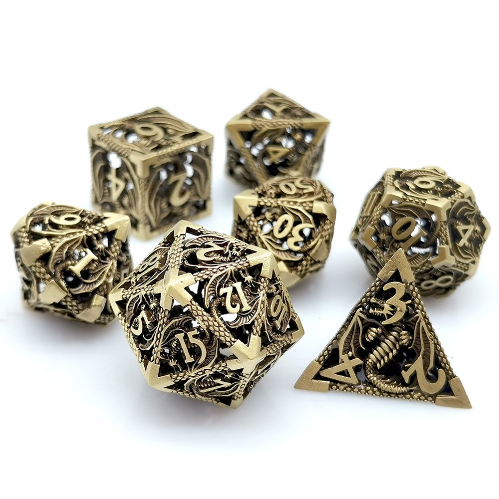 Hot Sale Flying Dragon Hollow Metal Dnd Dice Rpg Board 20mm Dice Or Card Games High Quality Dice Set