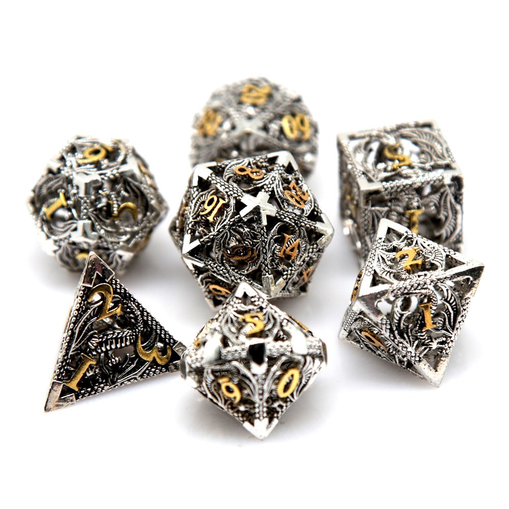 Hot Sale Flying Dragon Hollow Metal Dnd Dice Rpg Board 20mm Dice Or Card Games High Quality Dice Set