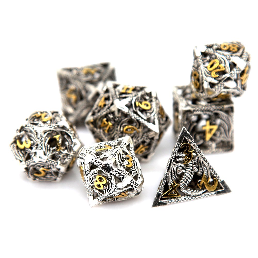 Hot Sale Flying Dragon Hollow Metal Dnd Dice Rpg Board 20mm Dice Or Card Games High Quality Dice Set