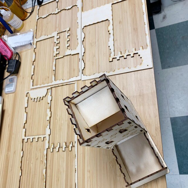 Hot selling Plywood MDF Acrylic Dice Tower 3D puzzles laser cutting custom wood Dice Tower for Dice game