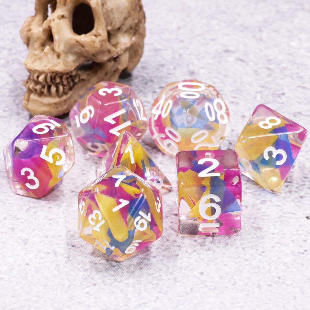 HD Dice Brand DND Dice Set Handcrafted Resin 7 pcs ribbon Dice Set For RPG Game
