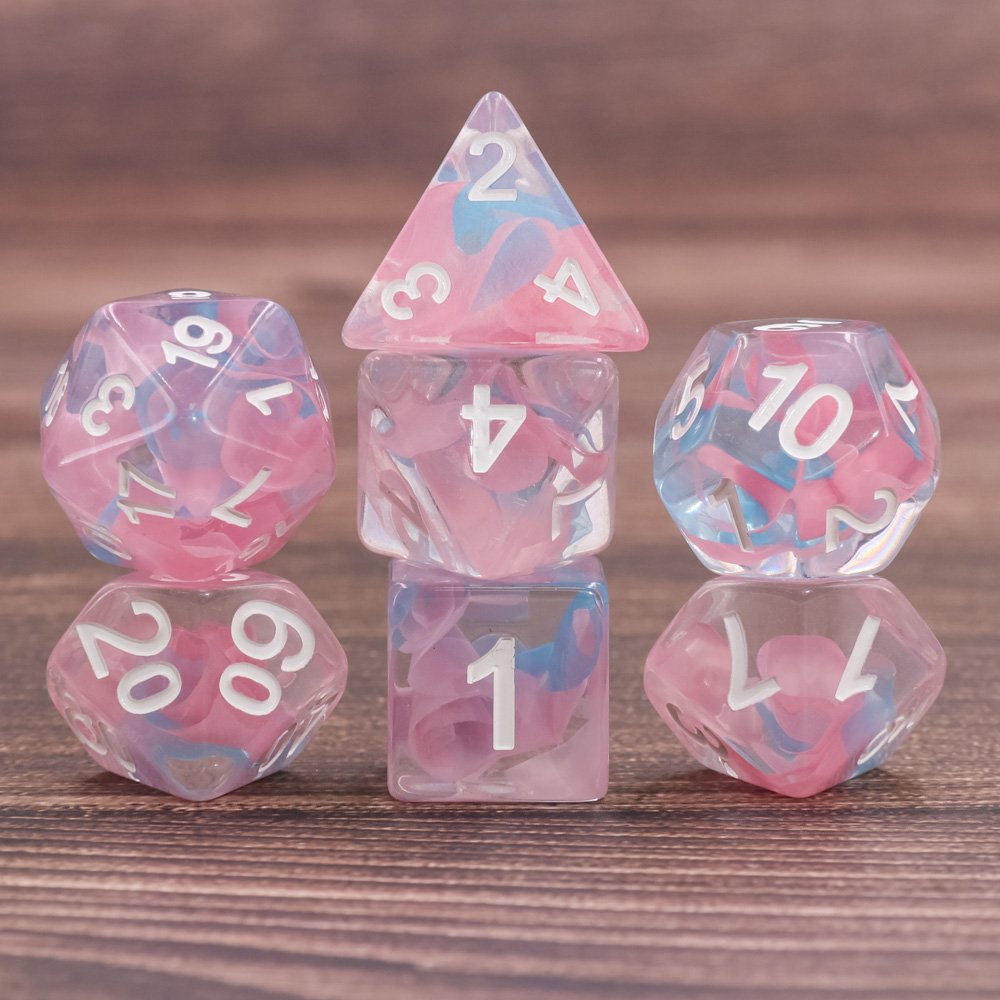 HD Dice Brand DND Dice Set Handcrafted Resin 7 pcs ribbon Dice Set For RPG Game