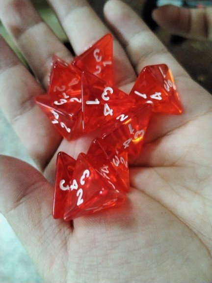 DESKJOY 4-sided Dice Number Dice d4 Game Dice Board Game Entertainment Transparent Red Color