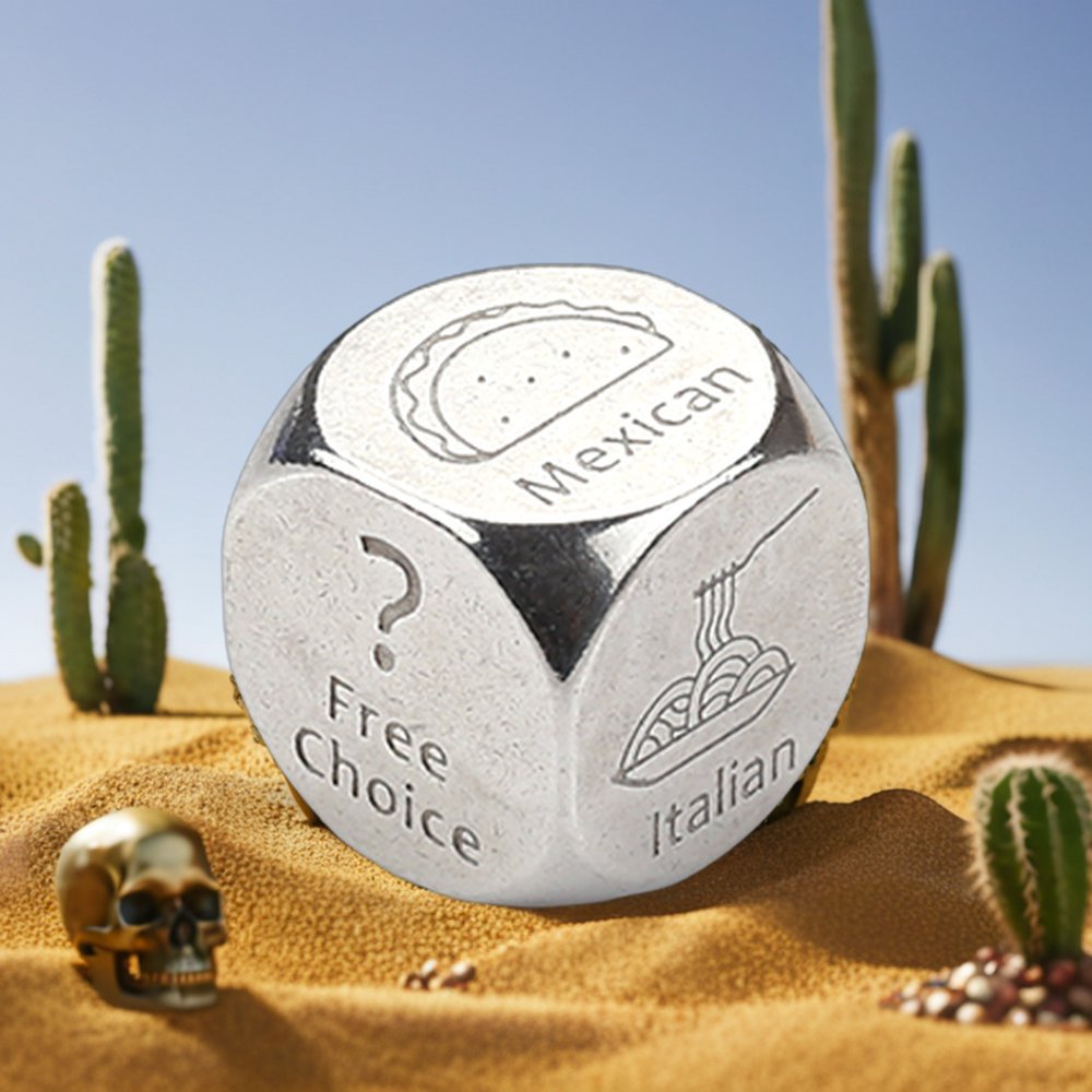 2024 Customized Stainless Steel Letter Dice Games Set Steel Color Metal Dnd Dice Gifts