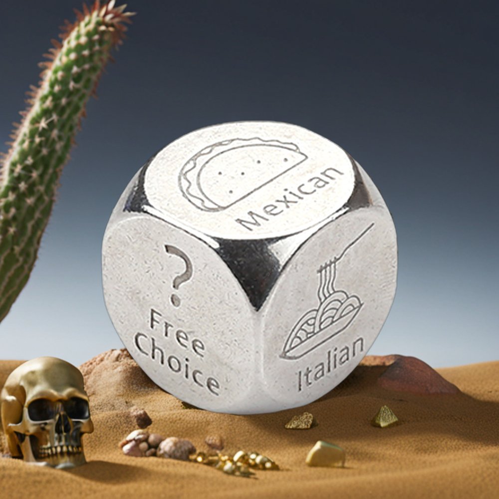 2024 Customized Stainless Steel Letter Dice Games Set Steel Color Metal Dnd Dice Gifts