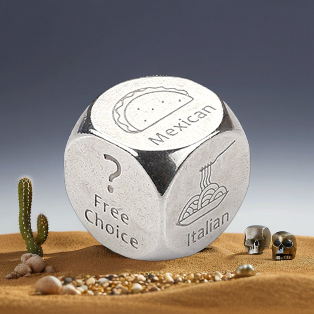 2024 Customized Stainless Steel Letter Dice Games Set Steel Color Metal Dnd Dice Gifts
