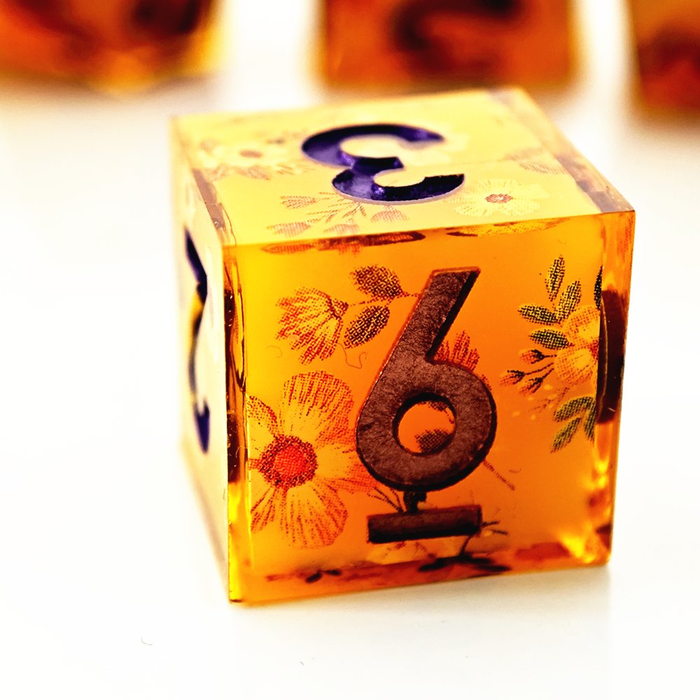 MINI PLANET Handmade Stickers DND Dice Set 7pcs Wholesale Custom Resin Dice For TRPG Board Game Sharp Polyhedral Dice Set DND